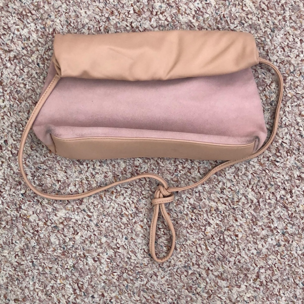 Suede and leather clutch